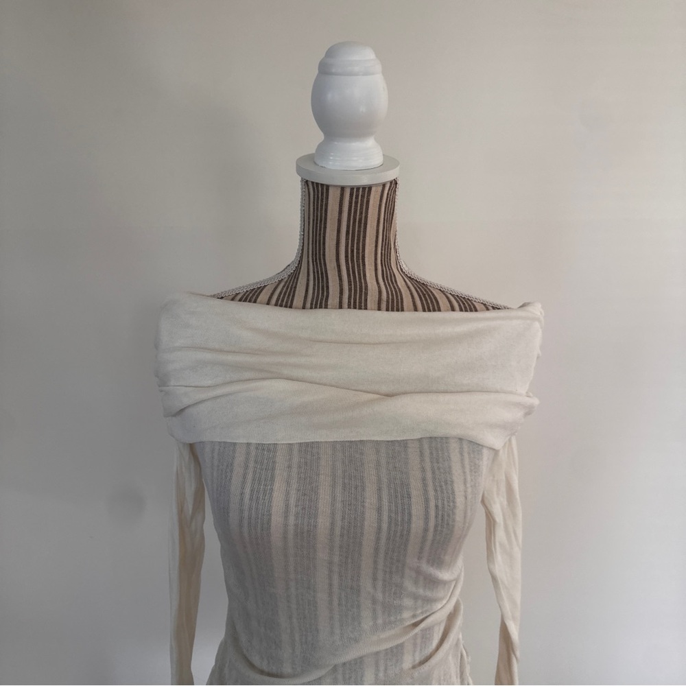 New Zara White Long Sleeve Off-Shoulder Top